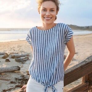 L.L. Bean Signature Linen striped top (S)